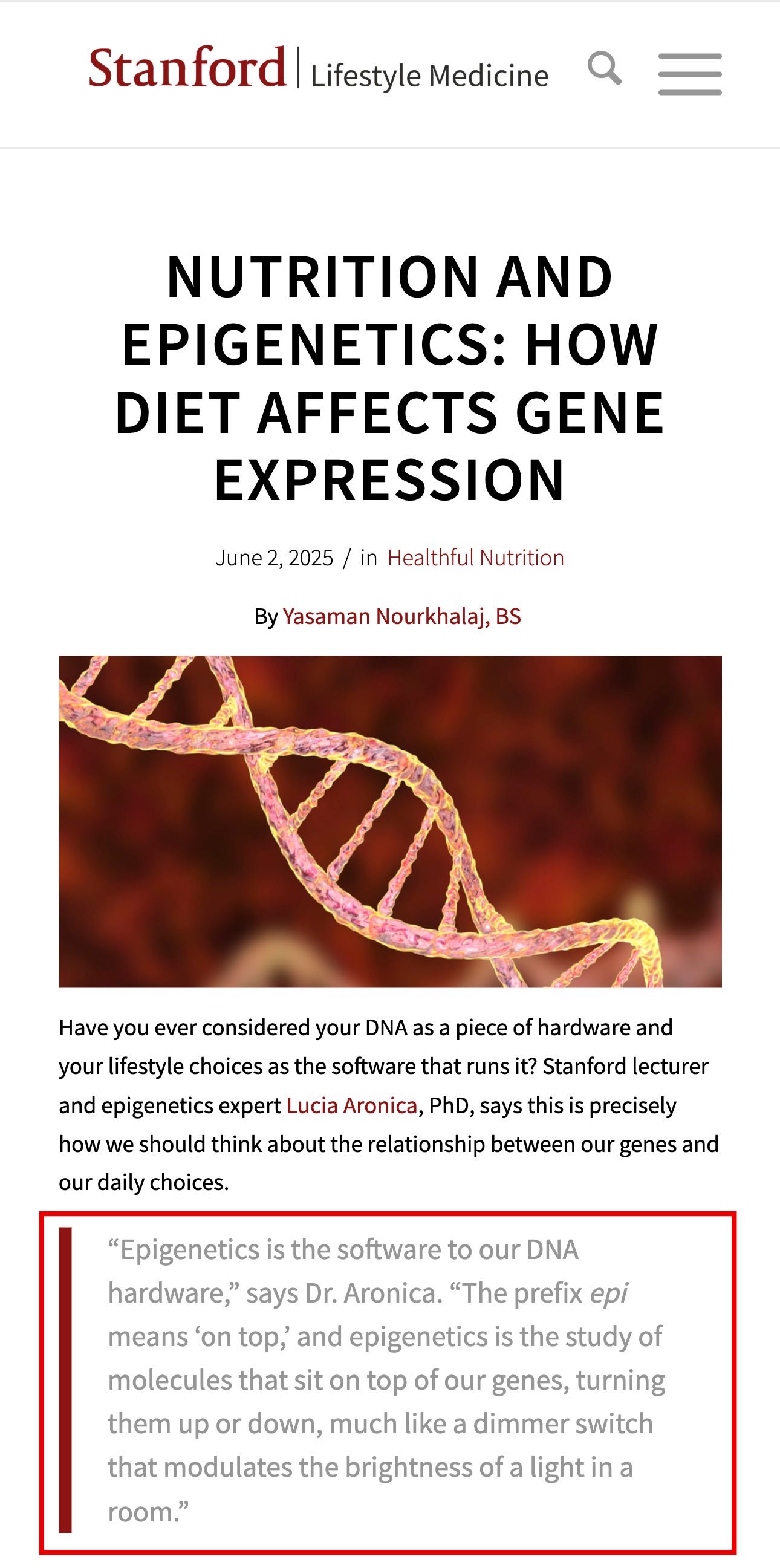 Estudos de Epigenética em Stanford