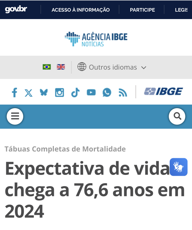 Expectativa de vida crescendo