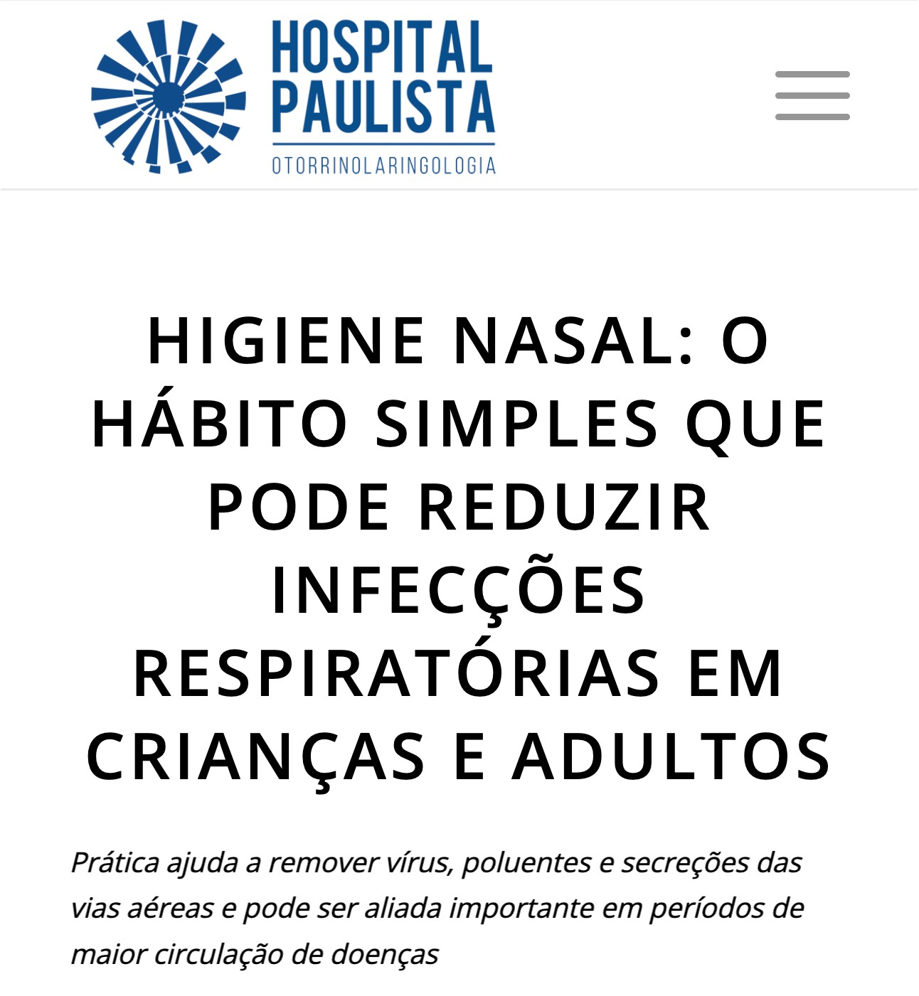 Trato respiratório e lavagem nasal