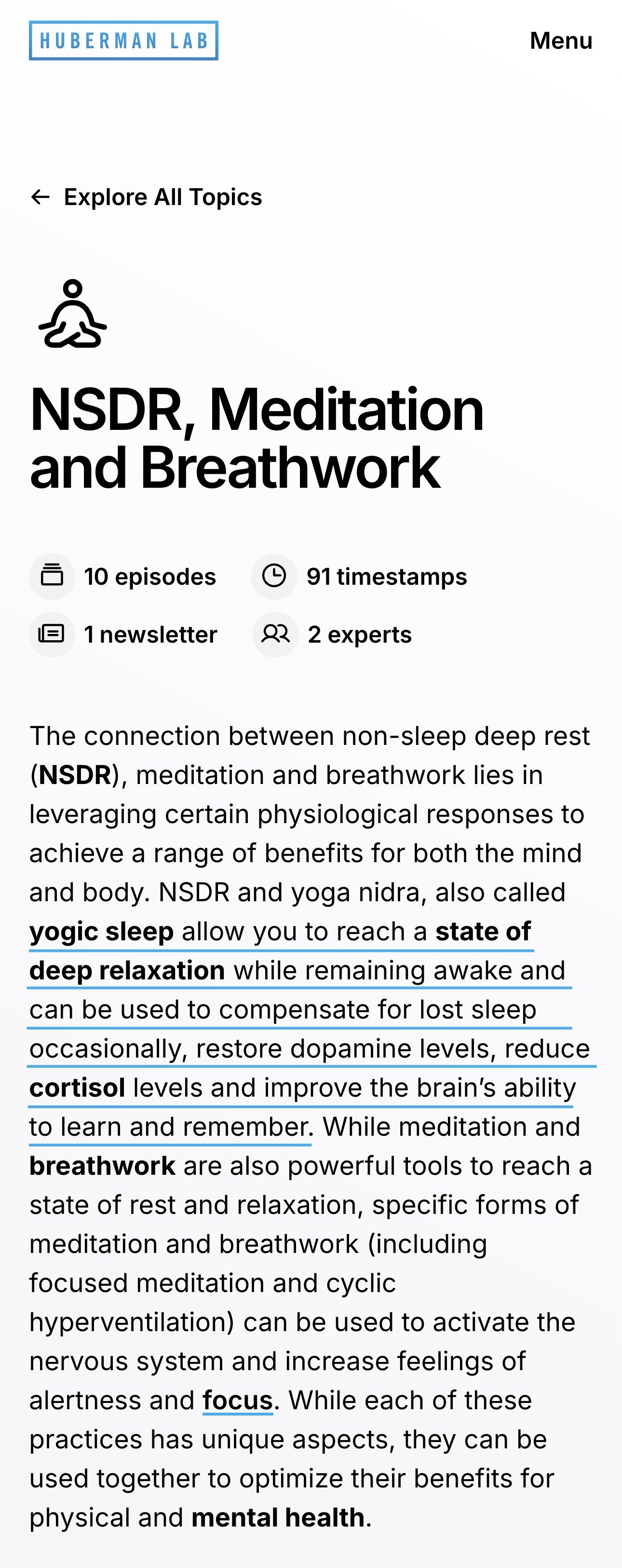 Protocolos de respiração e Yoga Nidra por Huberman